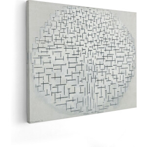 Artaza Canvas Schilderij Compositie 10 in Zwart Wit (Pier en Oceaan) - Piet Mondriaan - 50x40 - Poster Foto op Canvas - Canvas Print