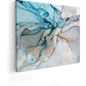 Artaza Canvas Schilderij Abstracte Kunst - Blauwe Grijze Marmer - 100x80 - Groot - Foto Op Canvas - Canvas Print