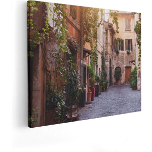 Artaza Canvas Schilderij Straatje in Rome met Groene Planten - 50x40 - Foto Op Canvas - Canvas Print