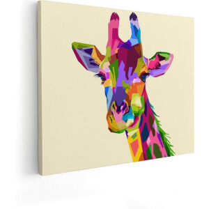 Artaza Canvas Schilderij Kleurrijke Giraffe - Abstract - 50x40 - Foto Op Canvas - Canvas Print