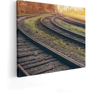 Artaza Canvas Schilderij Rails Spoorwegen Naast Elkaar - 100x80 - Groot - Foto Op Canvas - Canvas Print
