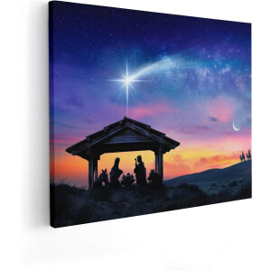 Artaza Canvas Schilderij Heilige Familie van Jezus met de Ster van Bethlehem  - 100x80 - Groot - Foto Op Canvas - Canvas Print