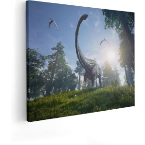 Artaza Canvas Schilderij Diplodocus Dinosauriër in het Bos - 100x80 - Groot - Foto Op Canvas - Canvas Print