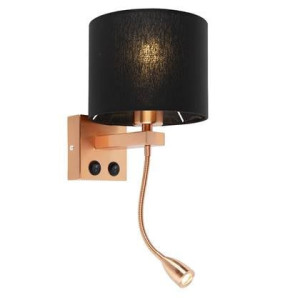 QAZQA Art deco wandlamp koper met zwarte kap - Brescia