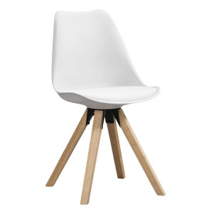 2e Halve Prijs Leen Bakker - Eetkamerstoel Senja - Hout - Hout/Kunststof - Wit