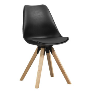 Leen Bakker - Eetkamerstoel Senja - Hout - Kunststof/Hout - Zwart
