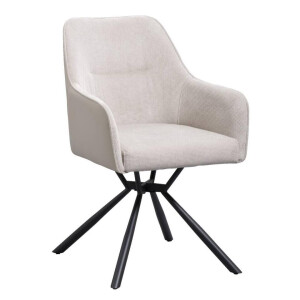 2e Halve Prijs Leen Bakker - Eetkamerstoel Saar - Stof - Beige - 62.5x58x88 Cm