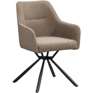 2e Halve Prijs Leen Bakker - Eetkamerstoel Saar - Stof - Taupe - 58x62x88 Cm