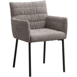 2e Halve Prijs Leen Bakker - Eetkamerstoel Mees - Stof - Taupe - 60.5x62x86.5 Cm