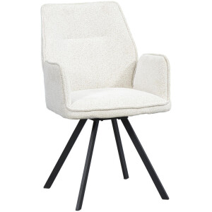 Leen Bakker - Eetkamerstoel Raffy Met Armleuning - - Stof - Crème - 58x62x92 Cm