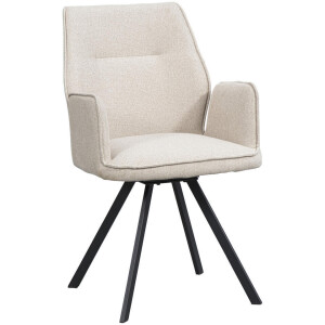 Leen Bakker - Eetkamerstoel Raffy Met Armleuning - - Stof - Beige - 58x62x92 Cm