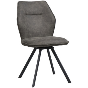 2e Halve Prijs Leen Bakker - Eetkamerstoel Raffy - Antraciet - Stof - Grijs - 50x60x90 Cm