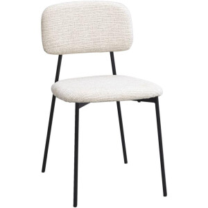 2e Halve Prijs Leen Bakker - Eetkamerstoel Maud - Stof - Crème - 48x44x78 Cm