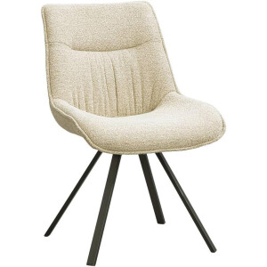 Leen Bakker - Eetkamerstoel Gijs - Stof - Beige - 56x65x84 Cm