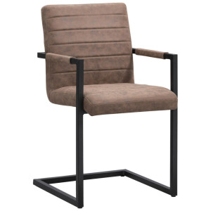 Leen Bakker - Eetkamerstoel Lizzy - Met Armleuningen - Cognac - Metaal/Polyester - Bruin - 60.5x50.5x86.5 Cm