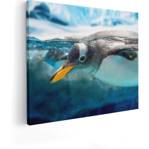 Artaza Canvas Schilderij Pinguïn - 100x80 cm - Groot - Wanddecoratie Dieren - Muurdecoratie Zee - Schilderijen Op Canvas