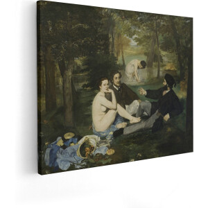 Artaza Canvas Schilderij Middagmaaltijd op het Gras - Édouard Manet - 100x80 - Groot - Kunst - Wanddecoratie Woonkamer