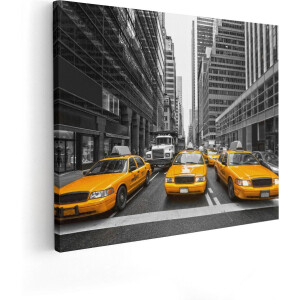 Artaza Canvas Schilderij Taxi - 50x40 cm - Wanddecoratie New York - Muurdecoratie Stad - Kamer Accessoires Geel