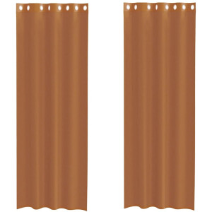 vidaXL - Gordijnen - voile - met - doorvoertules - 2 - st - terracotta