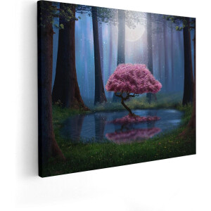 Artaza Canvas Schilderij Bos - 50x40 cm - Wanddecoratie Bloesemboom - Muurdecoratie Botanisch - Schilderijen Op Canvas