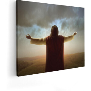 Artaza Canvas Schilderij Jezus Christus aan het Bidden bij Zonsopgang - 50x40 - Foto Op Canvas - Canvas Print