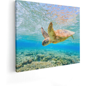 Artaza Canvas Schilderij Schildpad Onderwater - 50x40 cm - Muurdecoratie Zee - Wanddecoratie Woonkamer - Kamer Accessoires