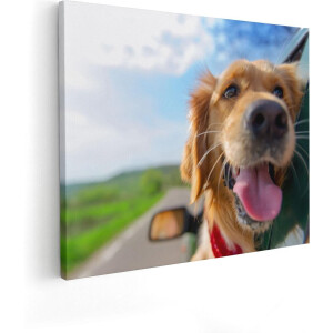 Artaza Canvas Schilderij Golden Retriever Hond Uit Een Auto Raam - 50x40 - Foto Op Canvas - Canvas Print