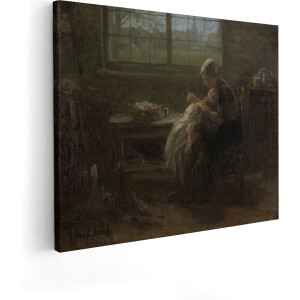 Artaza Canvas Schilderij Moederweelde - Jozef Israëls - 50x40 cm - Wanddecoratie Slaapkamer - Poster Schilderijen - Muurdecoratie