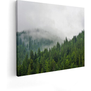 Artaza Canvas Schilderij Mistige Bergen - 50x40 cm - Wanddecoratie Bos - Muurdecoratie Landschap - Kamer Accessoires Natuur