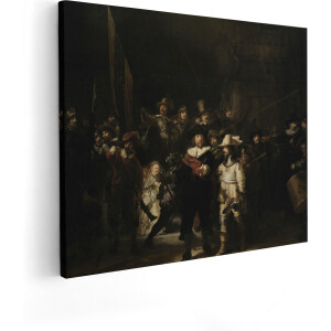 Artaza Canvas Schilderij De Nachtwacht - Rembrandt van Rijn - 50x40 cm - Wanddecoratie Slaapkamer - Poster Schilderijen - Muurdecoratie