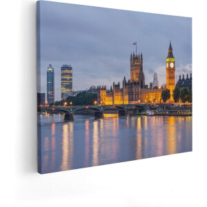 Artaza Canvas Schilderij London Big Ben en Westminster Brug - 50x40 - Foto Op Canvas - Canvas Print