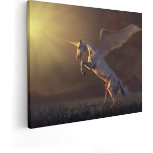 Artaza Canvas Schilderij Eenhoorn met Vleugels in het Gras - 50x40 - Foto Op Canvas - Canvas Print