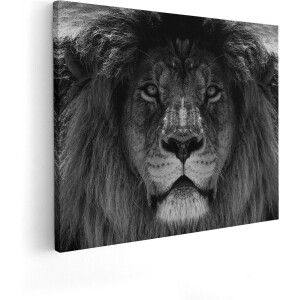 Artaza Canvas Schilderij Leeuw - Leeuwenkop - Zwart Wit - 50x40 - Foto Op Canvas - Canvas Print