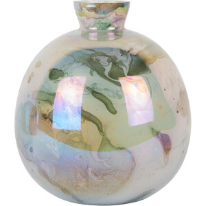 Present Time Vaas Melange Bottle - Groen - Ø23cm - Glas - Scandinavisch - Bloemenvaas - Woondecoratie - Decoratieve vaas voor woonkamer of slaapkamer