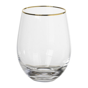 Waterglas gouden rand - transparant - 450 ml