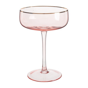 Champagneglas gouden rand - roze - 220 ml