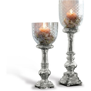 LOBERON Kaarsenstandaard set van 2 Layci zilverkleurig/helder