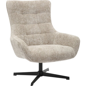 Fauteuil Billy Lichtgrijs - Zwart - Polyester - Zithoogte 44 cm - Zitdiepte 54 cm