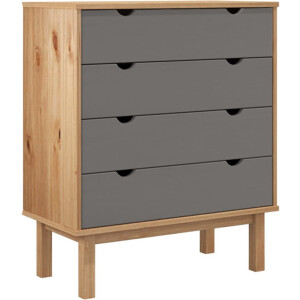 vidaXL - Ladekast - OTTA - 76,5x39,5x90 - cm - massief - grenenhout - bruin - en - grijs