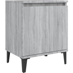 vidaXL - Nachtkastje - met - metalen - poten - 40x30x50 - cm - grijs - sonoma - eiken