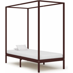 vidaXL - Hemelbedframe - massief - grenenhout - donkerbruin - 90x200 - cm