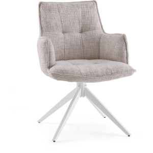 Eetkamerstoel / Draaistoel Tavaro stof beige hjh LIVING