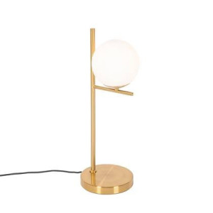 QAZQA Art Deco tafellamp goud en opaal glas - Flore