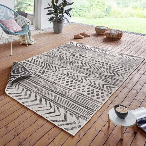 Dubbelzijdig Buitenkleed Biri - Zwart Crème 340x240cm - Polypropyleen - Dekbed-Discounter.nl