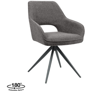 LABEL51 Finley Eetkamerstoel - Bruin - Stof - Zwart Metalen Frame - Stoel - Normale eetkamerstoel - Met Armleuning