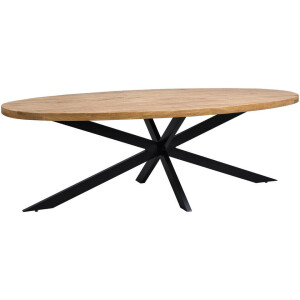 20% korting - Leen Bakker - Eettafel Travis Ovaal - 78x200x100 Cm - Mangohout - Bruin