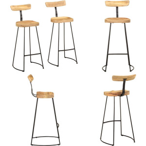 vidaXL Barkrukken 2 st 49x43x103 cm massief mangohout - Barkruk - Barkrukken - Stoel - Ontbijt Barkruk