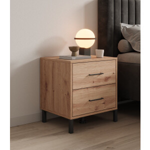 Meubella - Nachtkastje Vidor - Eiken - 48 cm