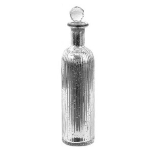 Clayre & Eef Decoratie Fles Ã 7x31 cm Zilverkleurig Glas