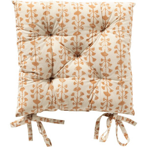 Dutch Decor - FRANCINE - stoelkussen 40x40 cm - bladmotief - met striklinten - Dusty Coral - roze, wit - Zitkussen